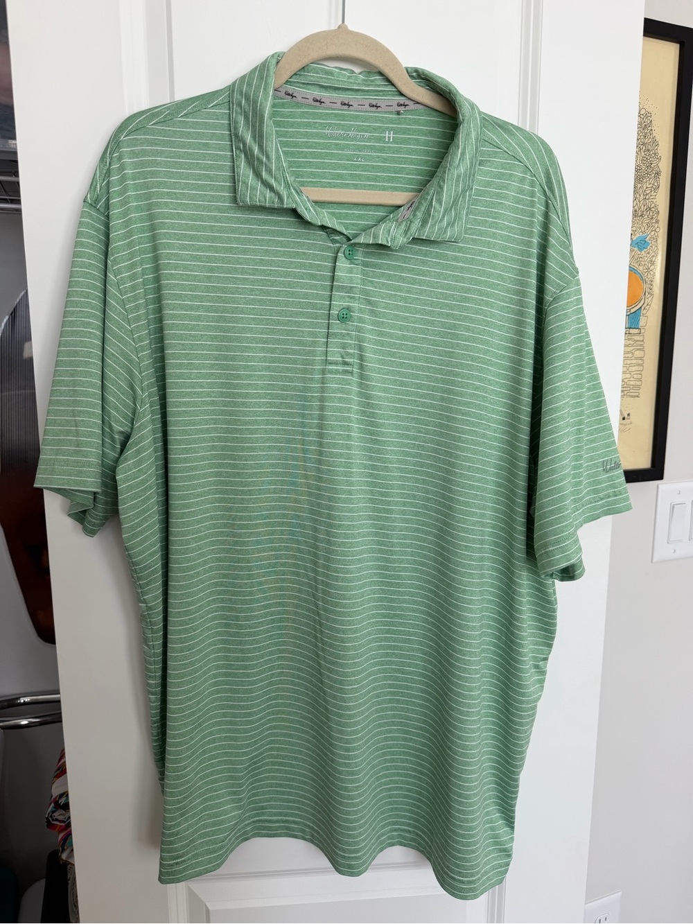 Walter Hagen Men's Golf Polo Shirt Size XXL Green Striped Short Sleeved